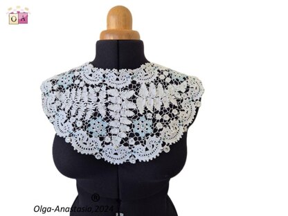 White Lace Irish Lace Detachable Collar "December"