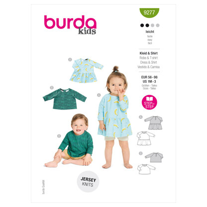 Burda Style Babies' Top and Dress B9277 - Paper Pattern, Size 1M - 3