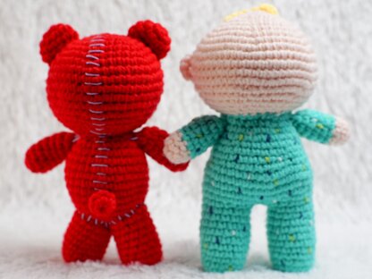 Cocomelon baby jj and red teddy amigurumi crochet doll pattern