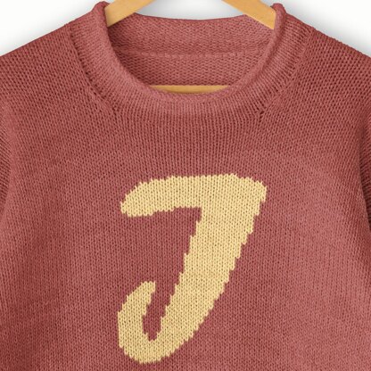Womens knit sweater - Knitting Pattern Custom Letter J intarsia motif