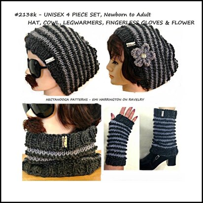 2138K- Striped Hat & Cowl