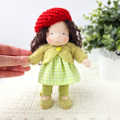 Knitted clothes set for a 7''/18 cm doll