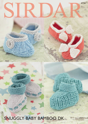 Bootees and Shoes in Sirdar Snuggly Baby Bamboo DK - 4734 - Downloadable PDF