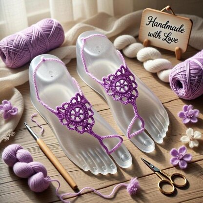 Crochet Barefoot Sandal Pdf + Video Tutorials