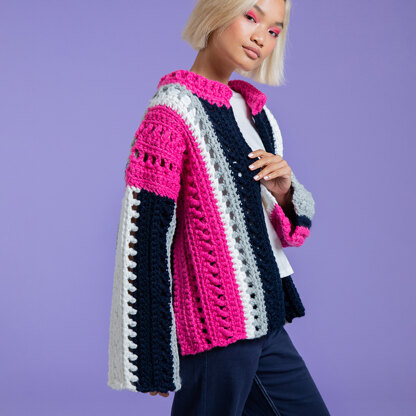 Jump for Joy Jacket - Free Crochet Pattern for Women in Paintbox Yarns Wool Blend Super Chunky