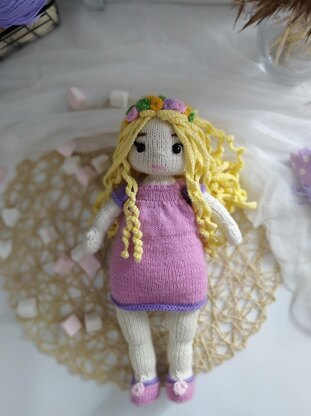 Doll Knitting Pattern - Knitted Doll LUNA