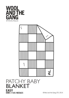 Patchy Baby Blanket in Wool and the Gang Shiny Happy Cotton - Downoadable PDF