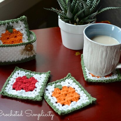 Fall Harvest Coaster & Basket Set