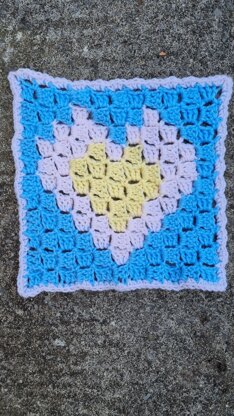 Mini Heart Full of Love C2C Crochet Square