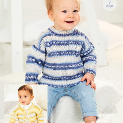 Cardigan and Sweater in Stylecraft Bambino Prints DK - 9844 - Downloadable PDF