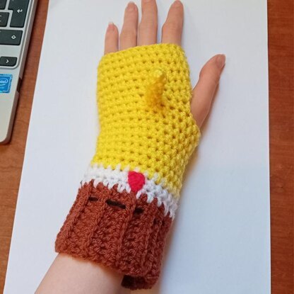 Crochet Spongebob Themed Fingerless Gloves