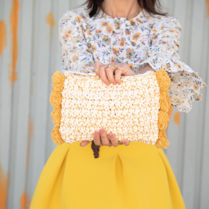 Santorini Pom Pom Clutch in Hoooked Spesso Eco Barbante and Hoooked Somen  - Downloadable PDF