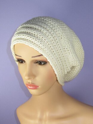 Chunky Rib Band Garter Stitch Slouch Hat