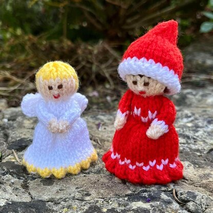 Miniature Christmas Elf and Angel Dolls Knitting Pattern - Toy Knitting Pattern