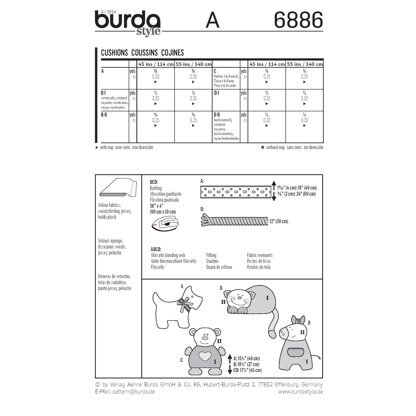 Burda Style Doll Clothes Sewing Pattern B6886 - Paper Pattern, Size ONE SIZE