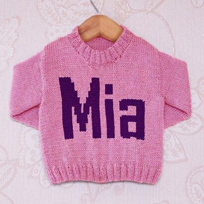 Intarsia - Mia Moniker Chart - Childrens Sweater