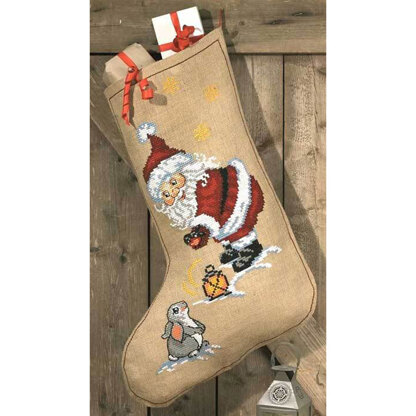 Permin Christmas Jute Stocking Cross Stitch Kit - 60cm x 84cm