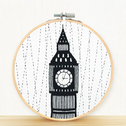 Embroidery and Sage Big Ben London Embroidery Kit - 8 1/4in W x 8 1/4in L x 3/8in D