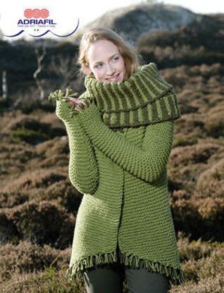 Cardigan with snood Scarf Juliette in Adriafil Charme - Downloadable PDF