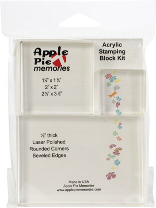 Apple Pie Memories Acrylic Stamp Blocks 3/Pkg - .5" Thick: 1.25"X1.25", 2"X2", 2.5"X3.5"