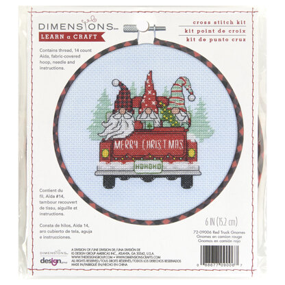 Dimensions Red Truck Gnomes Cross Stitch Kit