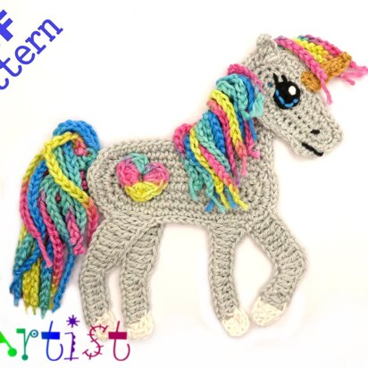 Applikation Crochet Pattern - Instant PDF Download - Horse Unicorn crochet pattern applique