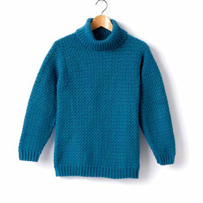 Child’s Crochet Turtle Neck Pullover in Caron Simply Soft - Downloadable PDF