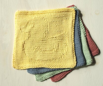 Duck knit/purl face cloth square