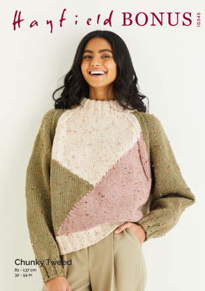 Sweater in Hayfield Bonus Chunky Tweed - 10345 - Downloadable PDF
