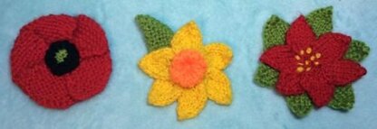 Poppy, Daffodil and Poinsettia Flower Badges