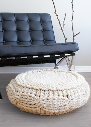 Crochet Cable Footstool Cover for Ikea's Alseda Footstool