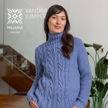 Vandra Jumper - Sweater Knitting Pattern for Women in MillaMia Naturally Soft Aran