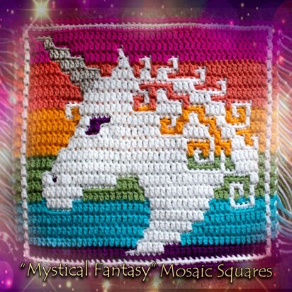 Mystical Fantasy Mosaic Square - Unicorn