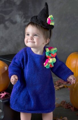 Baby Witch Dress & Hat in Red Heart Super Saver Economy Solids - LW4451