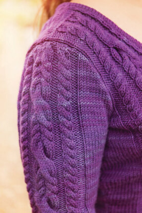 Amara Cabled Cardigan in SweetGeorgia Superwash DK - Downloadable PDF