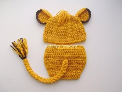 Simba Lion Baby Hat And Diaper Cover Set