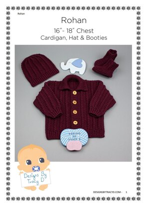 Rohan Baby Cardigan, Hat & Booties knitting pattern 0-3 & 6-12mths