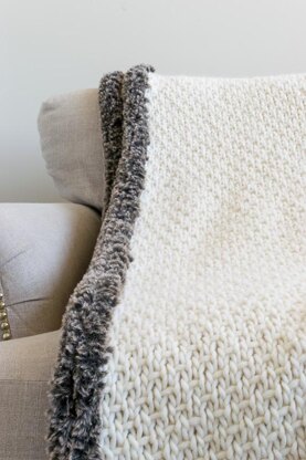 Knitted Blanket Pattern: Half-Linen Stitch & Faux Fur · Nourish and Nestle