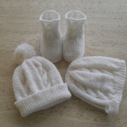 Baby Booties And Bonnet, Hat