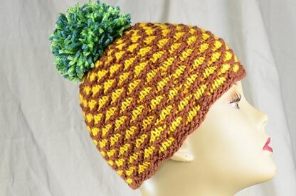 Knitted Multi Faux Fur Pineapple Hat - Pastel Multi