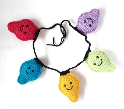 Easy Crochet Christmas Lights Pattern- Crochet Christmas Light Garland 