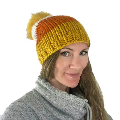 Candy Corn CUTE Hat - Color Block Beanie