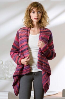 Drape Front Cardigan in Red Heart Boutique Unforgettable - LW3493