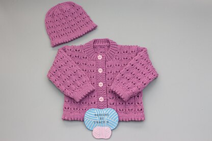 Yasmin baby knitting pattern cardigan & hat