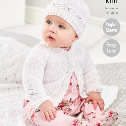Cardigan, Hat and Blanket Knitted in King Cole Baby Glitz DK - 5718 - Downloadable PDF