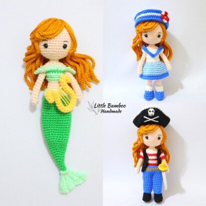 Mermaid, Pirate and Sailor Dress Up Doll