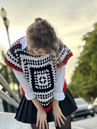 Black and white vest