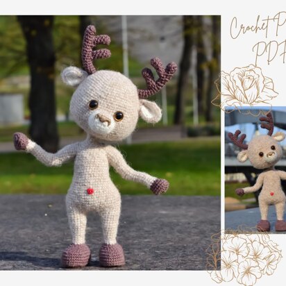 Little Reindeer Crochet Pattern, amigurumi toy PDF