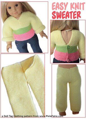 Easy Knit Sweater for 18 inch Dolls