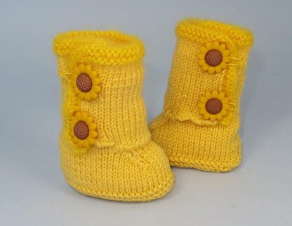 Baby Sunflower Button Booties